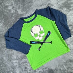Baby Gap Toddler 5 Years Boy Scare Crew Skull And Crossbats Raglan Sleeve Tee